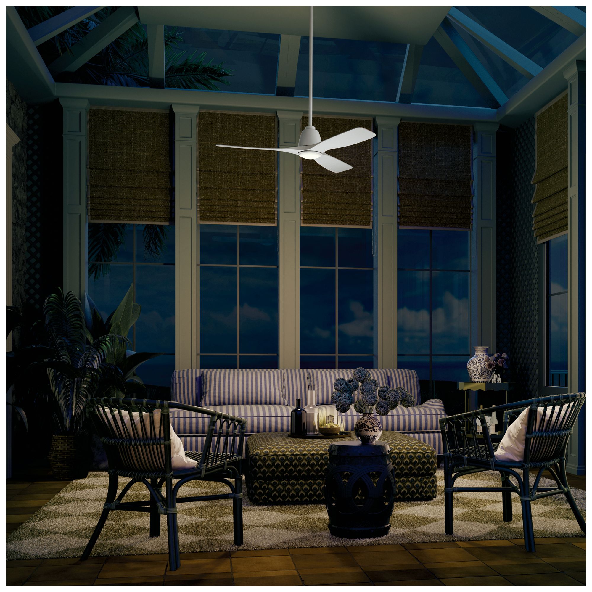 Kichler Volos II 3 Blade 54" Fan Matte White Matte White Blades
