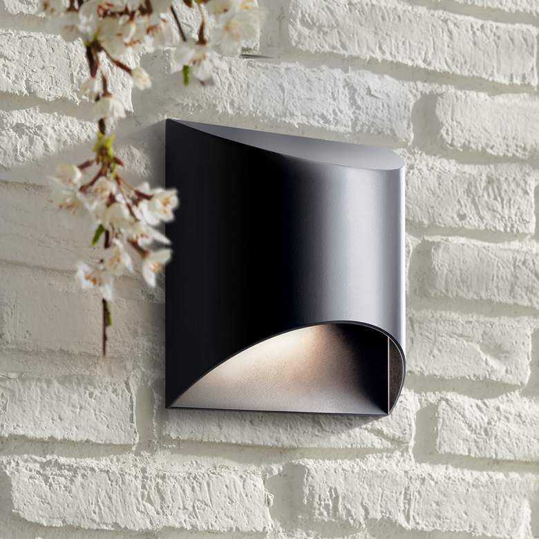 Image 1 Kichler Wesley 7 1/2" High Black LED Outdoor Wall Light