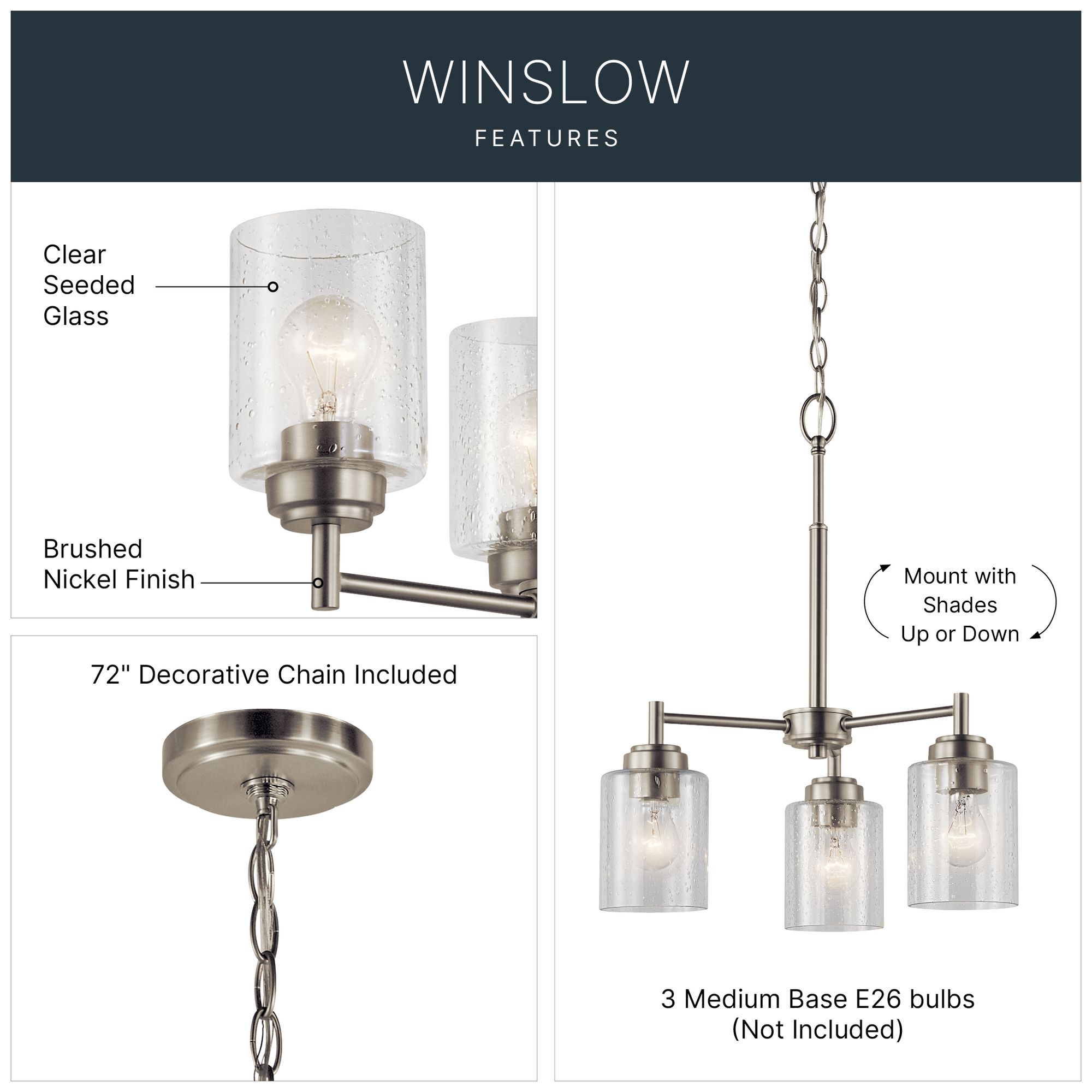 Image 6 Kichler Winslow 18" Wide Brushed Nickel 3-Light Chandelier more views