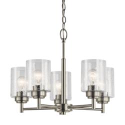 Kichler Winslow 19 3/4&quot; Seeded Glass and Nickel 5-Light Chandelier