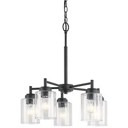 Kichler Winslow 19 3/4&quot; Wide Black and Seeded Glass 5-Light Chandelier