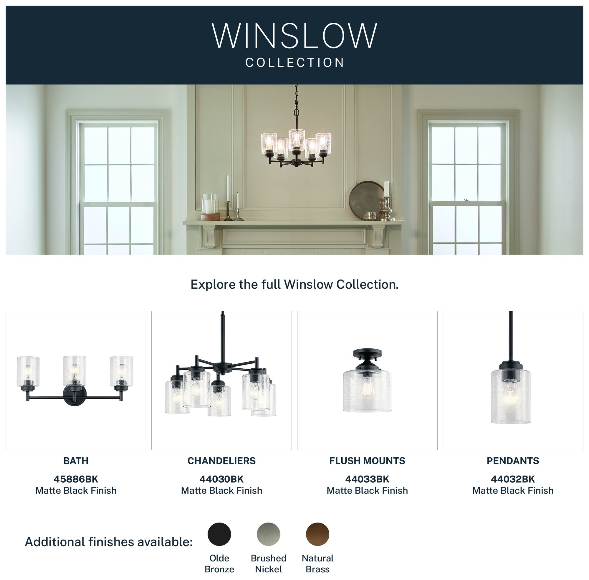 Kichler Winslow 21 1/2" Wide Black 3-Light Bath Light