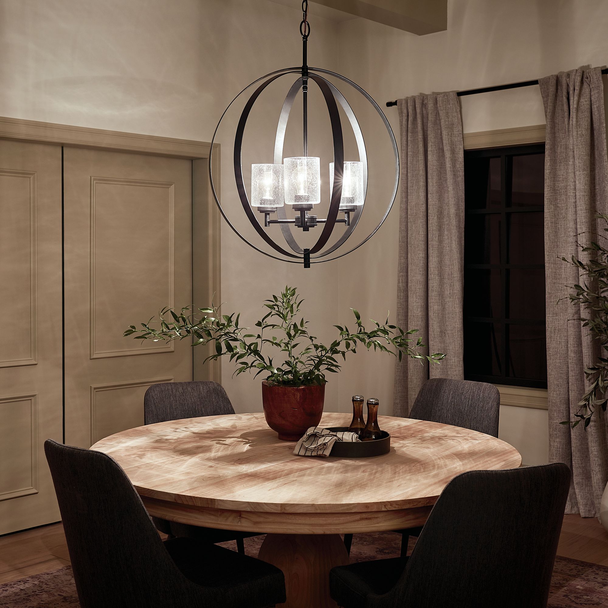 Image 7 Kichler Winslow 24" Wide Industrial Black Finish Open Orb Chandelier more views