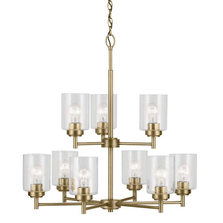 Image 3 Kichler Winslow 27" 9-Light Glass and Natural Brass Chandelier more views