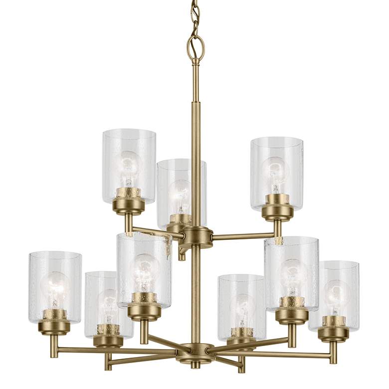 Image 4 Kichler Winslow 27" 9-Light Glass and Natural Brass Chandelier more views