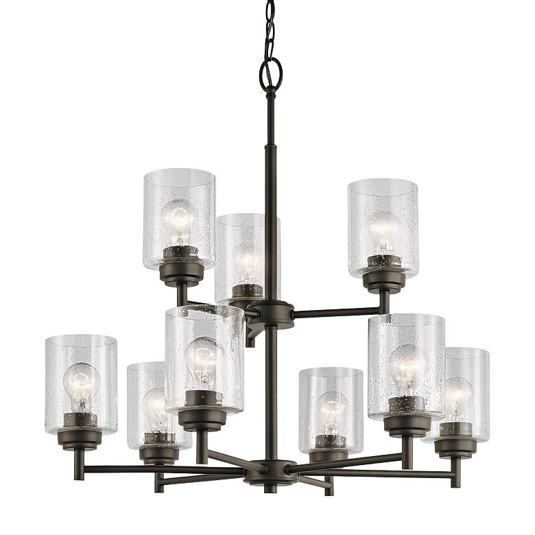 Image 1 Kichler Winslow 27 inch Wide Oiled Bronze 9-Light Chandelier