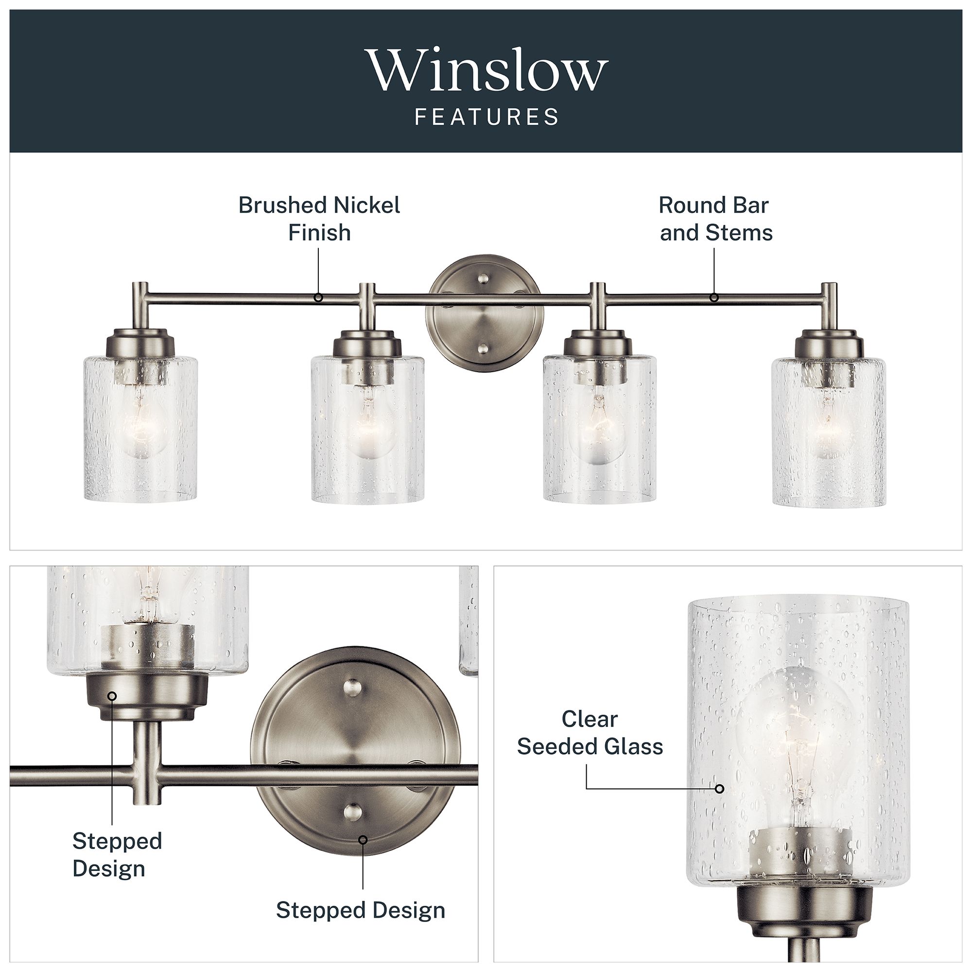 Image 7 Kichler Winslow 30" Wide Brushed Nickel 4-Light Bath Light more views