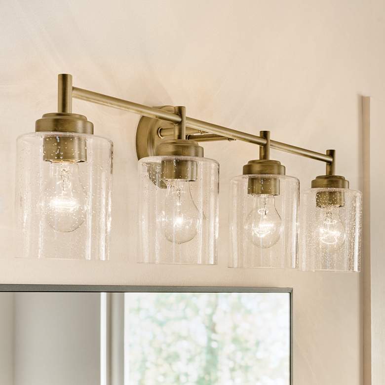 Image 2 Kichler Winslow 30" Wide Natural Brass 4-Light Bath Light