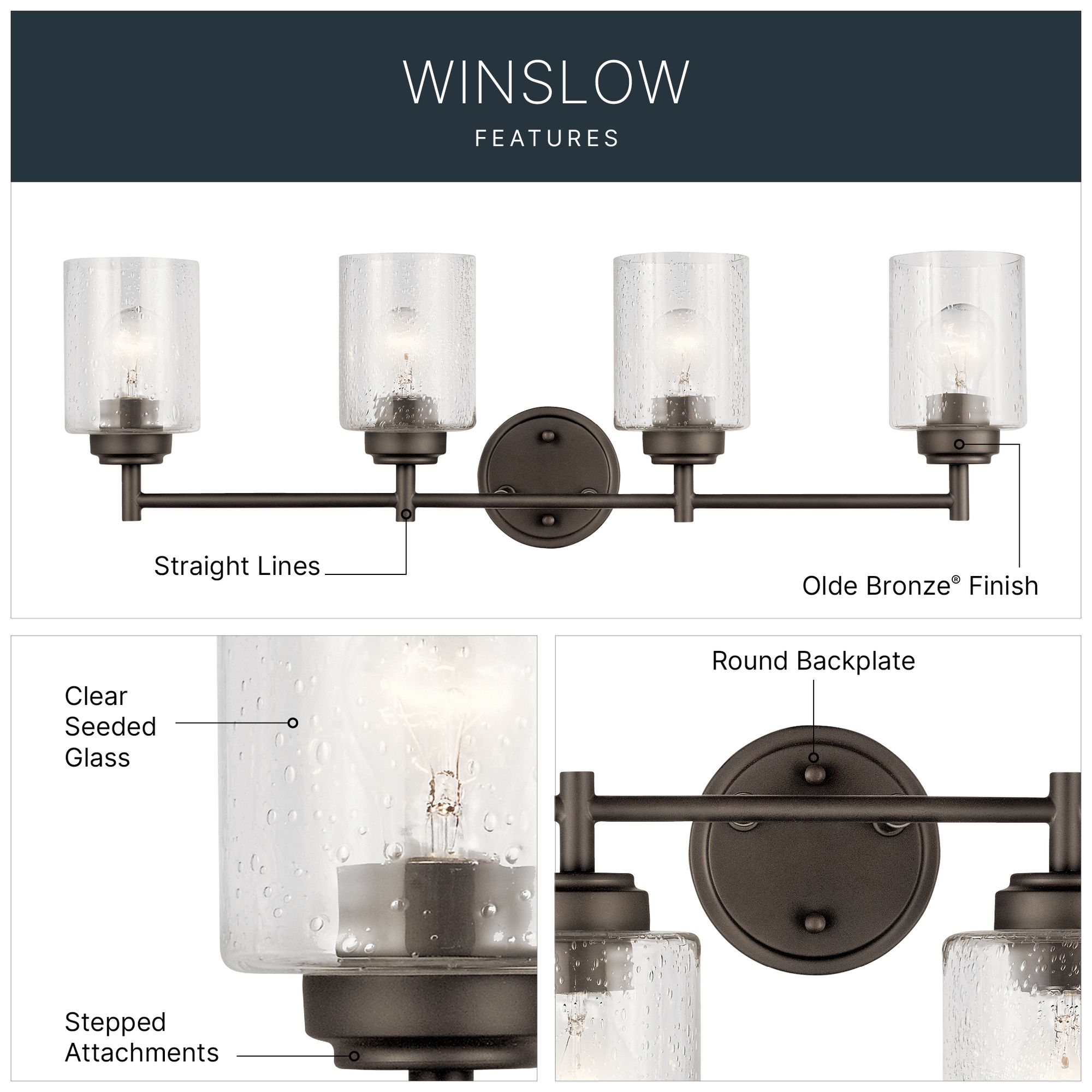 Image 5 Kichler Winslow 30" Wide Olde Bronze 4-Light Bath Light more views