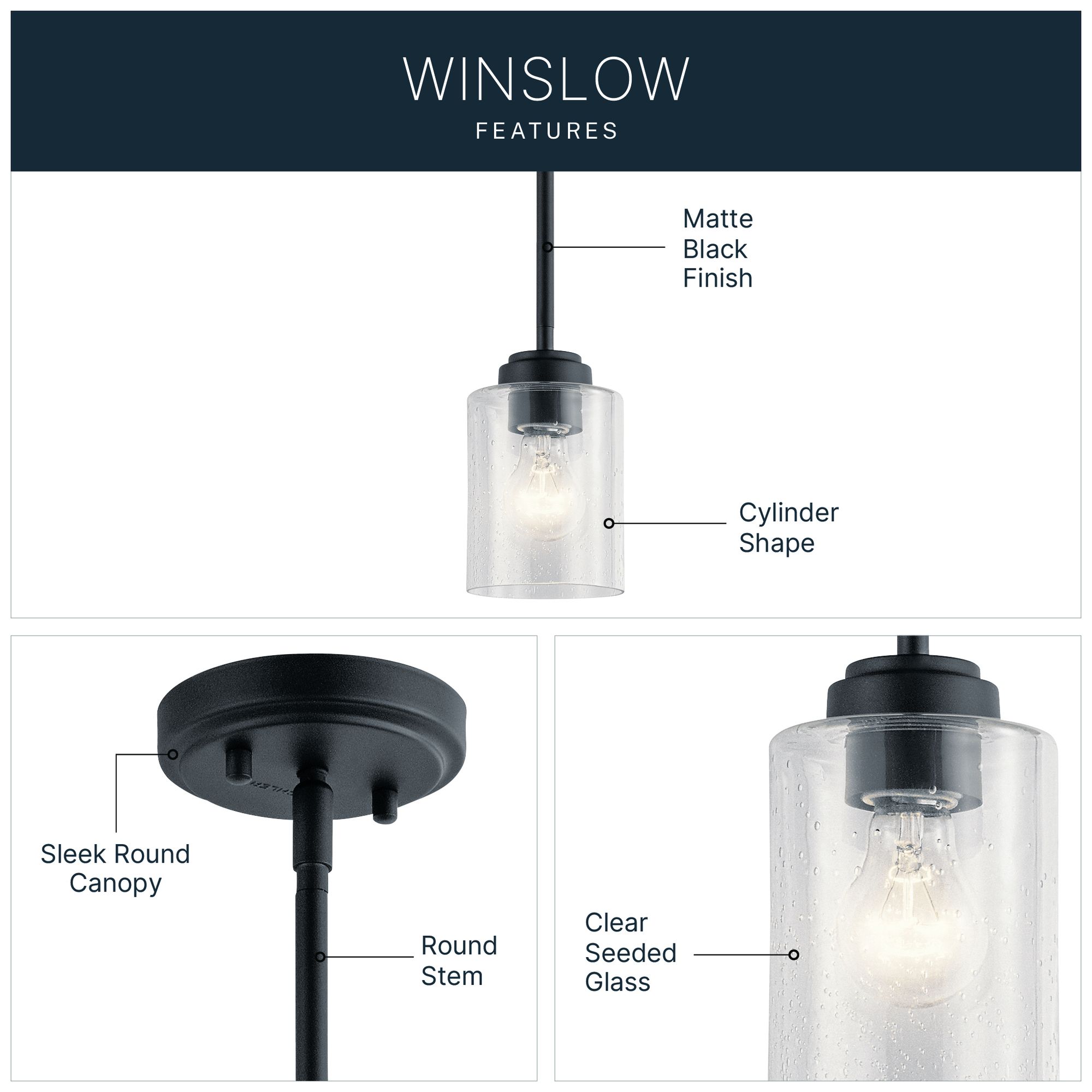 Kichler Winslow 4 1/4" Wide Black Cylindrical Mini Pendant Light