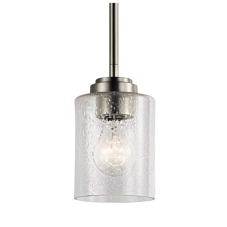 Image 2 Kichler Winslow 4 1/4 inch Wide Brushed Nickel Seeded Glass Mini Pendant