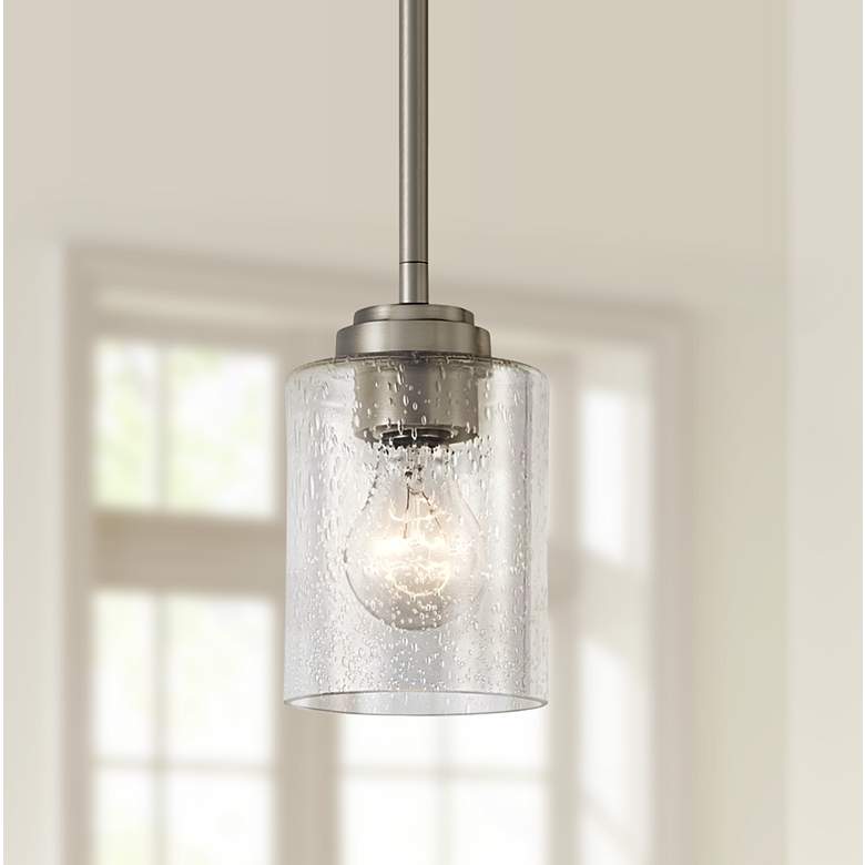 Image 1 Kichler Winslow 4 1/4 inch Wide Brushed Nickel Seeded Glass Mini Pendant