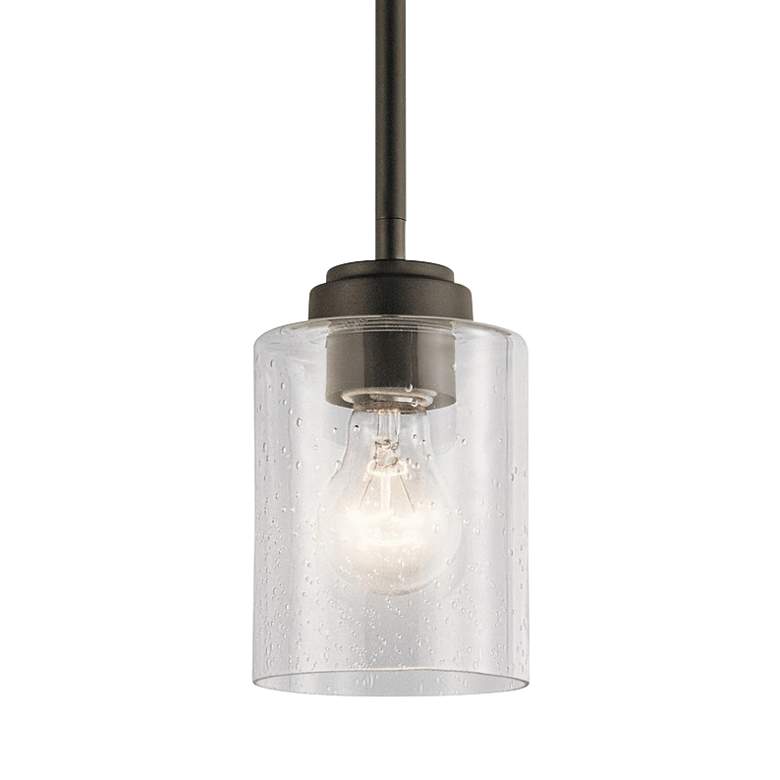 Image 1 Kichler Winslow 4 1/4" Wide Oiled Bronze Seeded Glass Mini Pendant