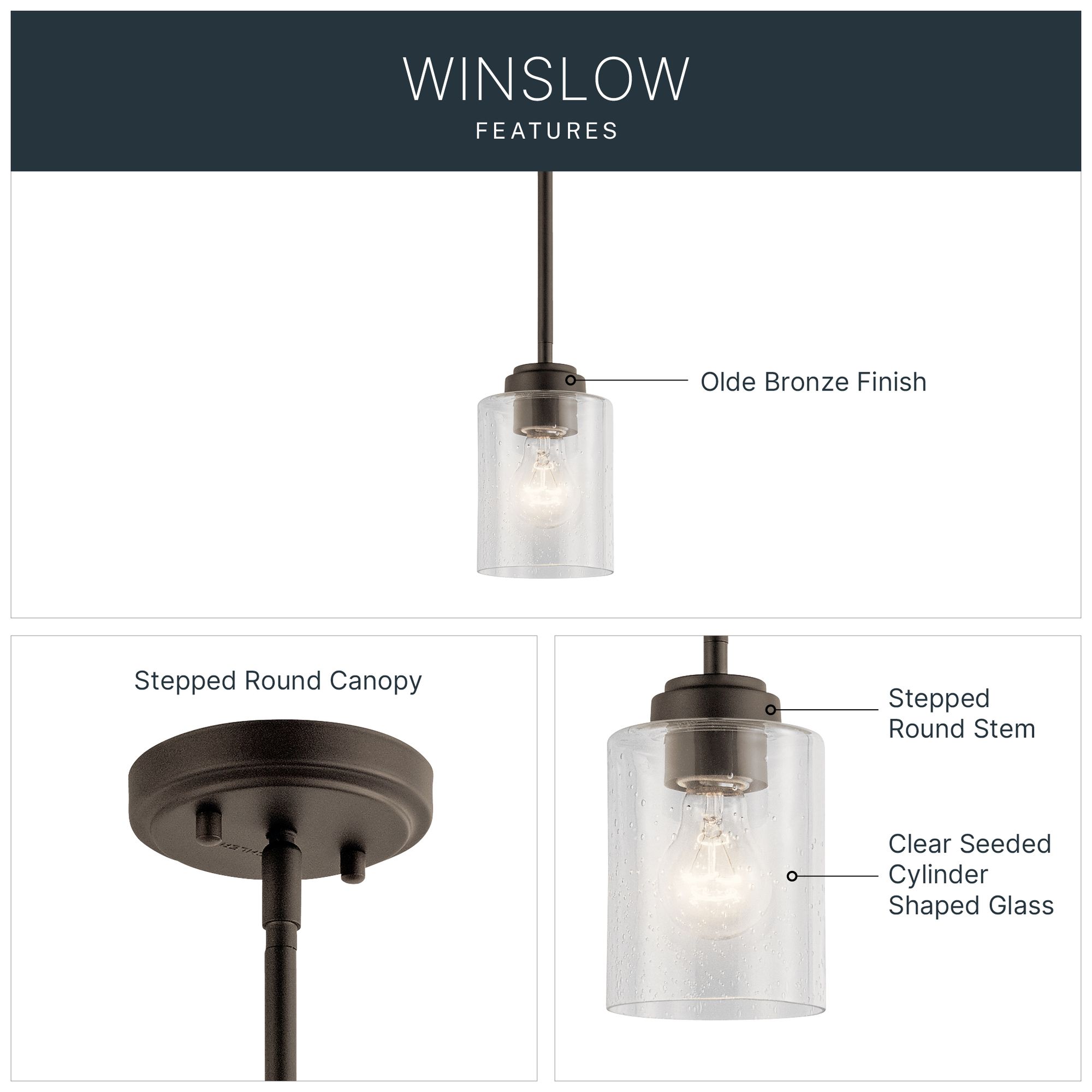 Image 4 Kichler Winslow 4 1/4" Wide Oiled Bronze Seeded Glass Mini Pendant more views