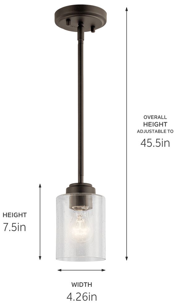 Kichler Winslow 4 1/4" Wide Oiled Bronze Seeded Glass Mini Pendant