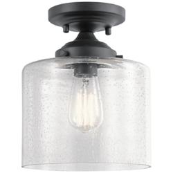 Kichler Winslow 8 1/2" Wide Black and Seeded Glass Ceiling Light
