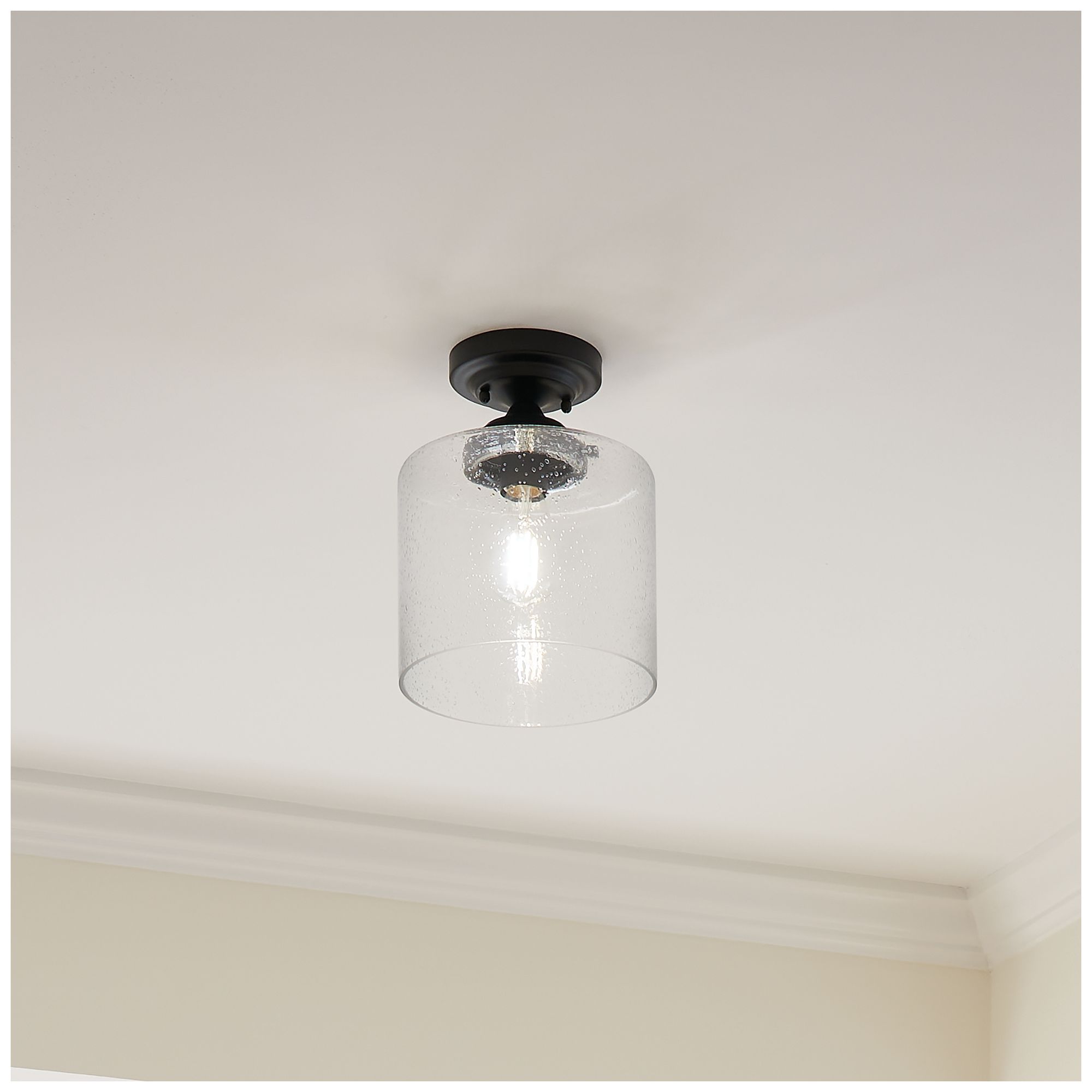 Image 7 Kichler Winslow 8 1/2" Wide Black and Seeded Glass Ceiling Light more views