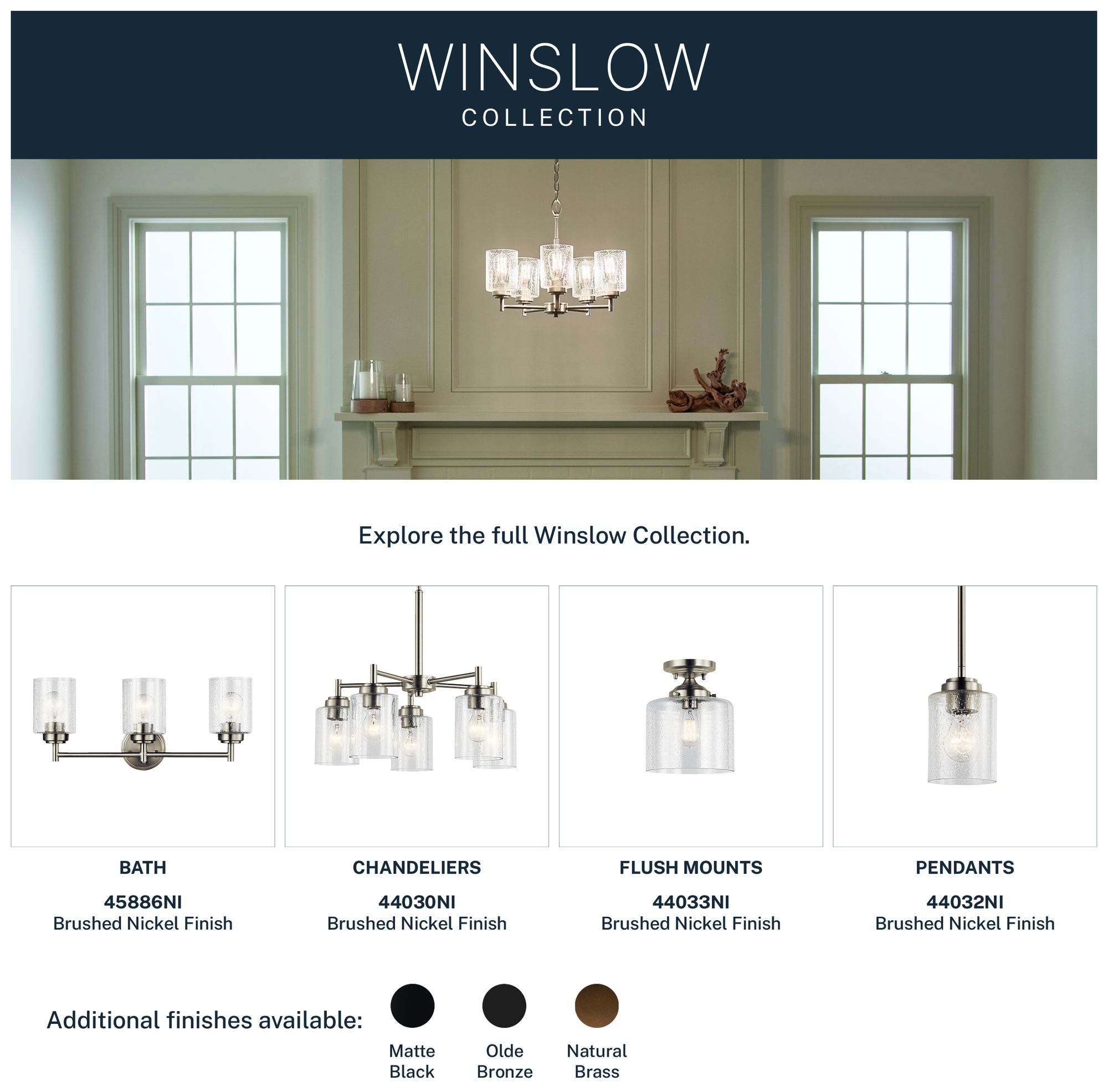 Kichler Winslow 8 1/2" Wide Brushed Nickel Seeded Glass Ceiling Light