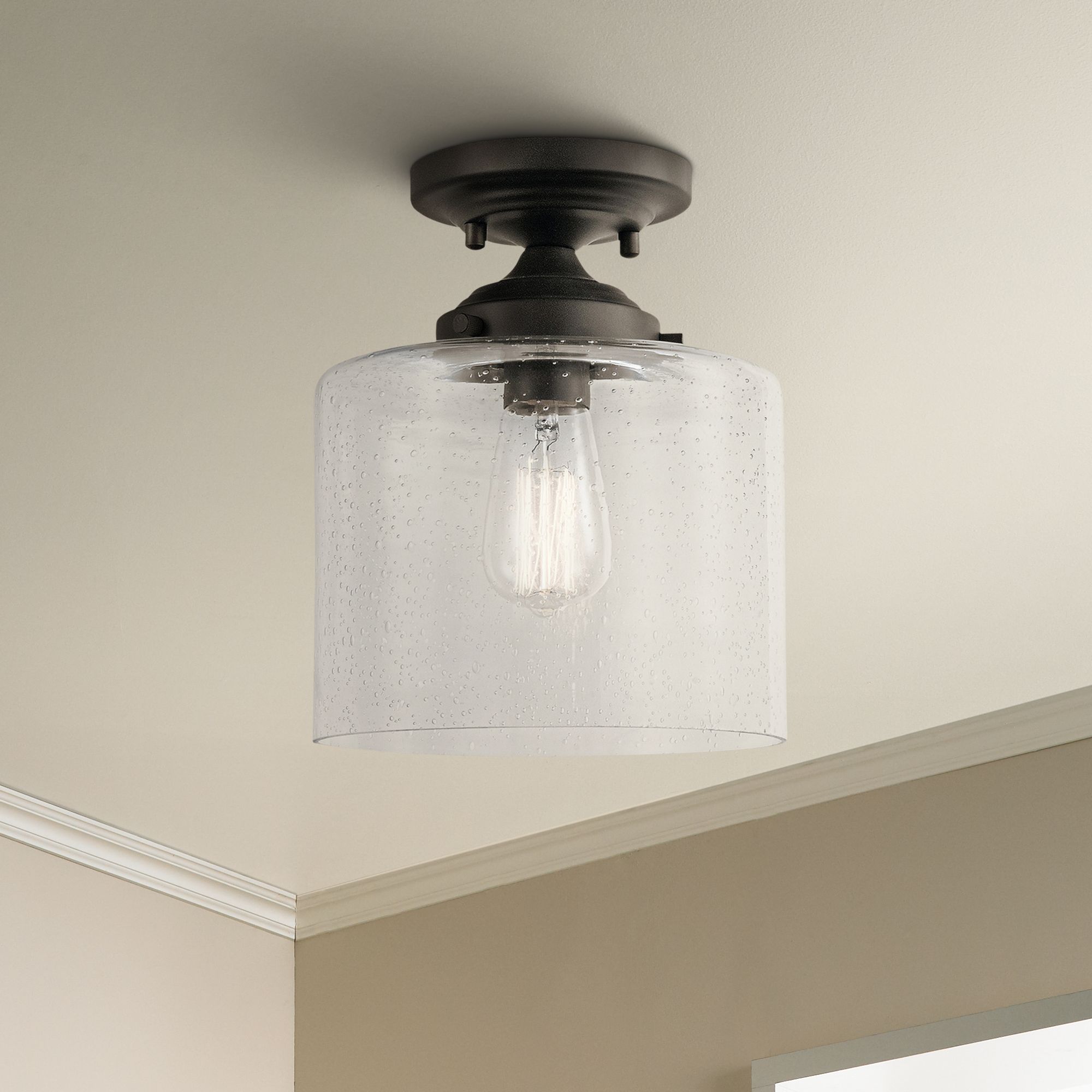 Kichler Winslow 8 1/2" Wide Seeded Glass Olde Bronze Ceiling Light