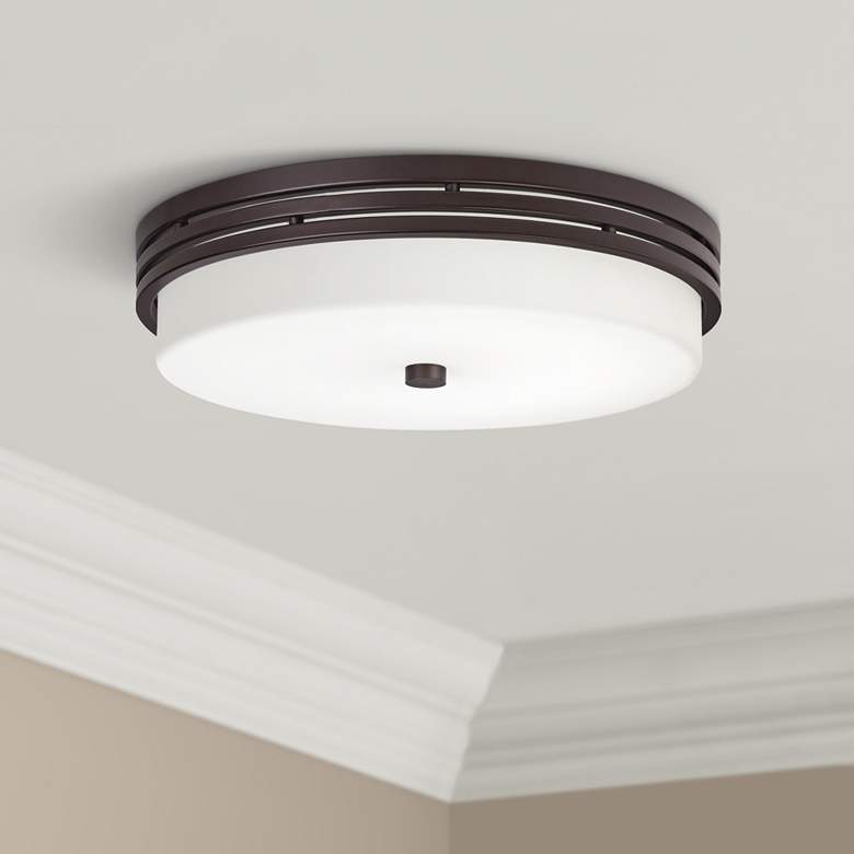 Image 1 Kichler Witherow 14" Wide Olde Bronze LED Ceiling Light