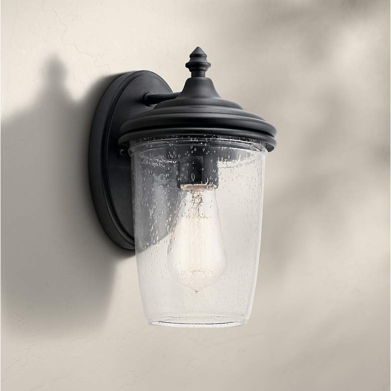 Image 1 Kichler Yorke 10 1/2" High Textured Black Outdoor Wall Light