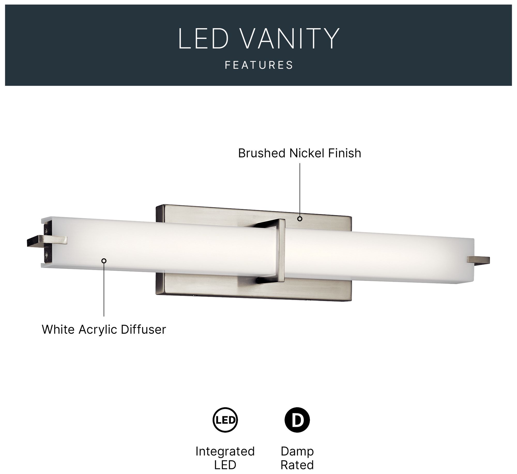 Kichler Zel 25 3/4" Wide Brushed Nickel Modern Linear LED Bath Light