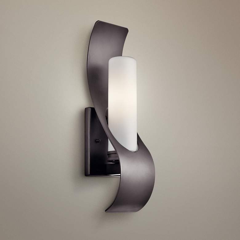 Image 1 Kichler Zolder 17" High Architectural Bronze Outdoor Wall Sconce