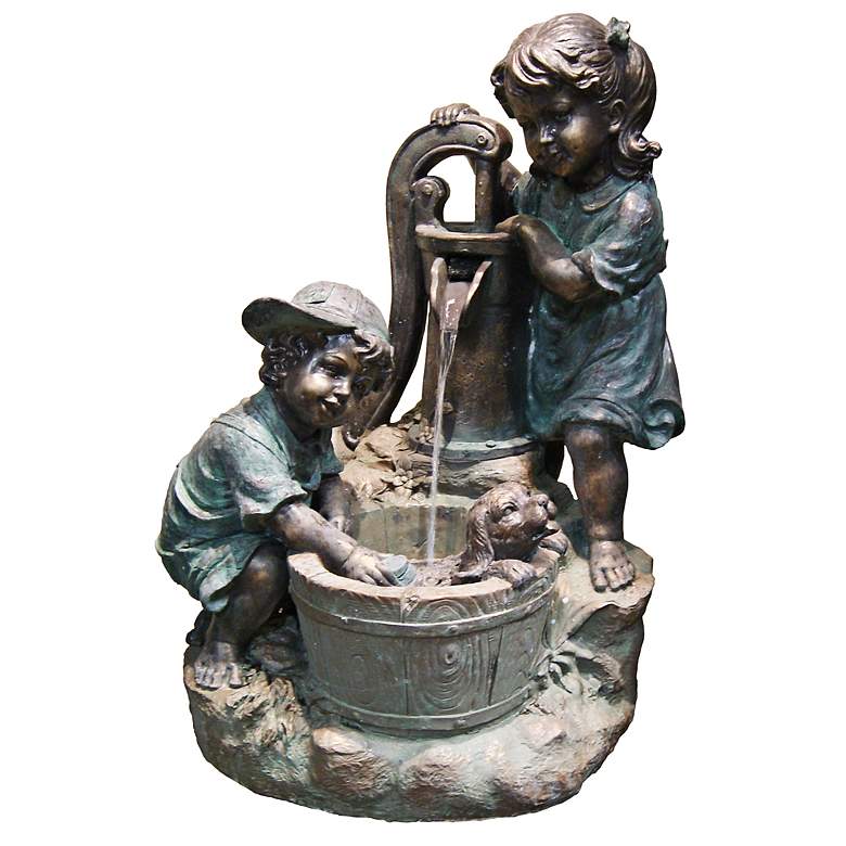 Image 1 Kids at Pump LED Indoor - Outdoor 33 inch High Floor Fountain
