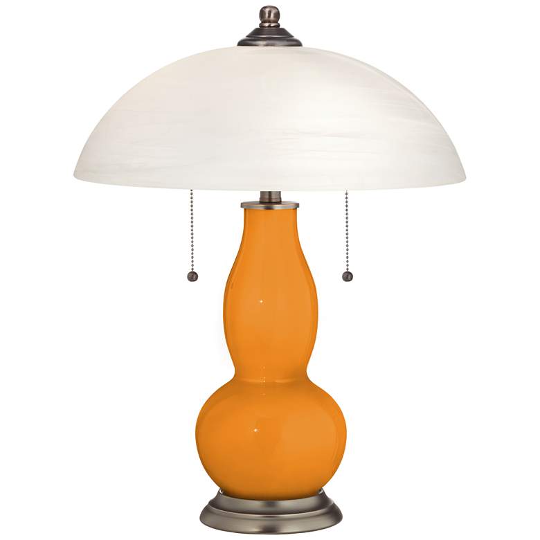 Image 1 Kids Stuff Orange Gourd-Shaped Table Lamp with Alabaster Shade