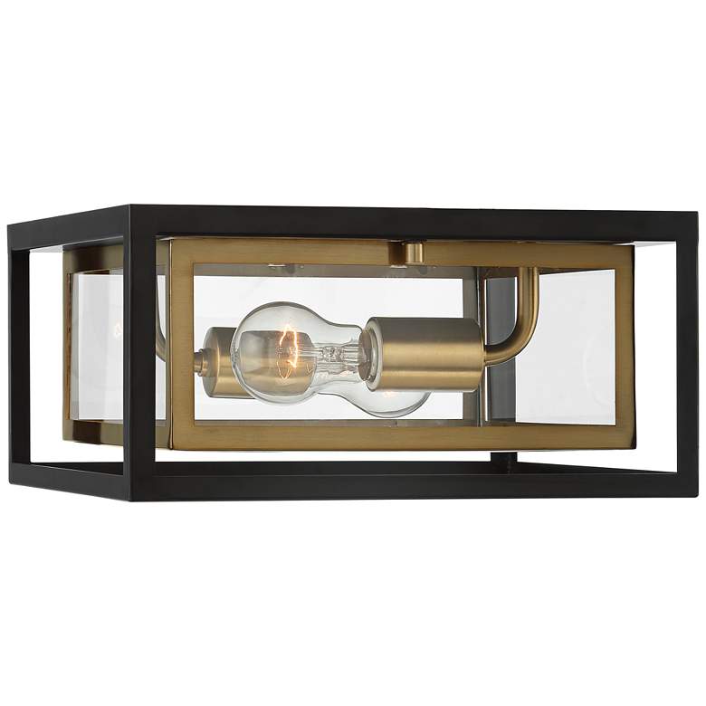 Kie 12&quot; Wide Black-Gold Double Box Outdoor LED Ceiling Light more views