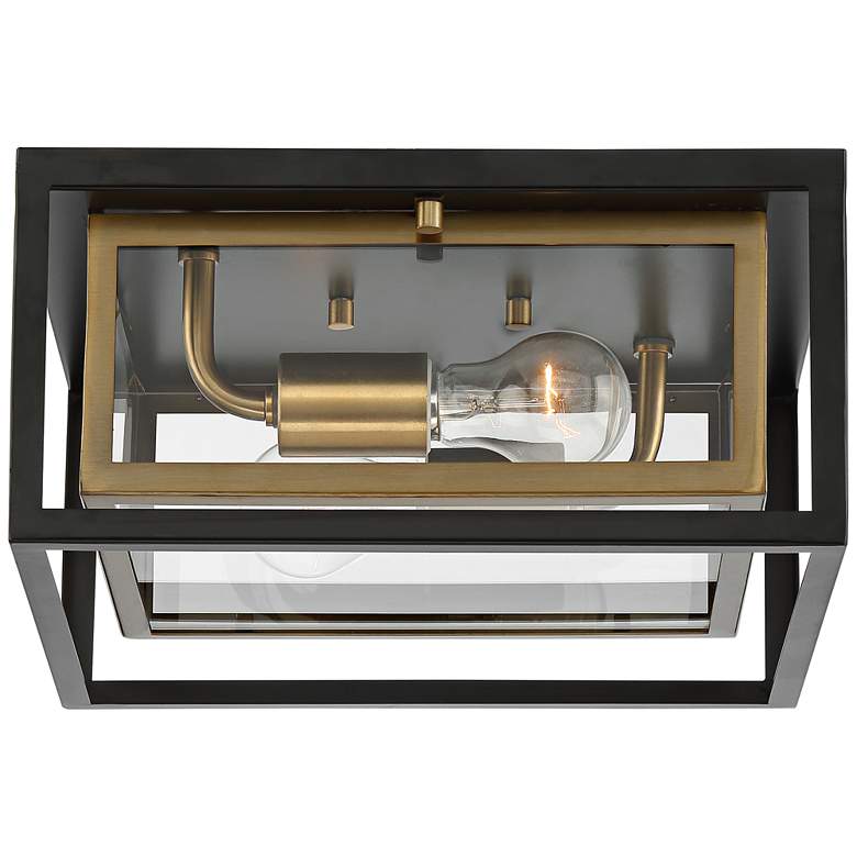 Kie 12&quot; Wide Black-Gold Double Box Outdoor LED Ceiling Light more views