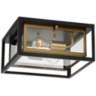 Kie 12" Wide Black-Gold Double Box Outdoor LED Ceiling Light