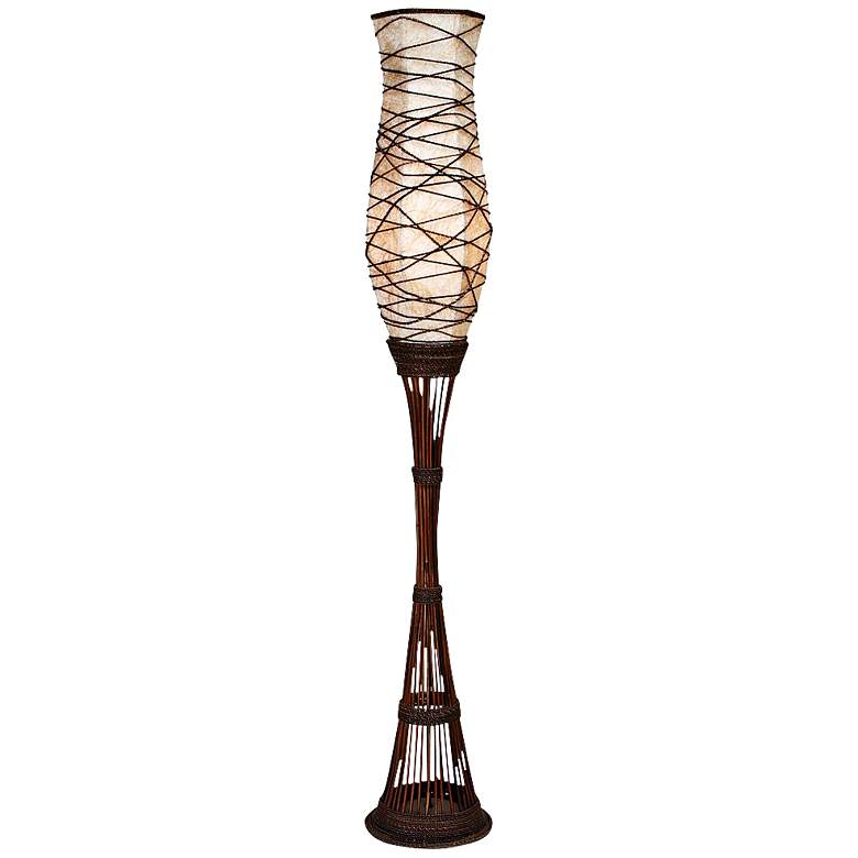 Image 1 Kiefer Brown Bamboo Torchiere Floor Lamp