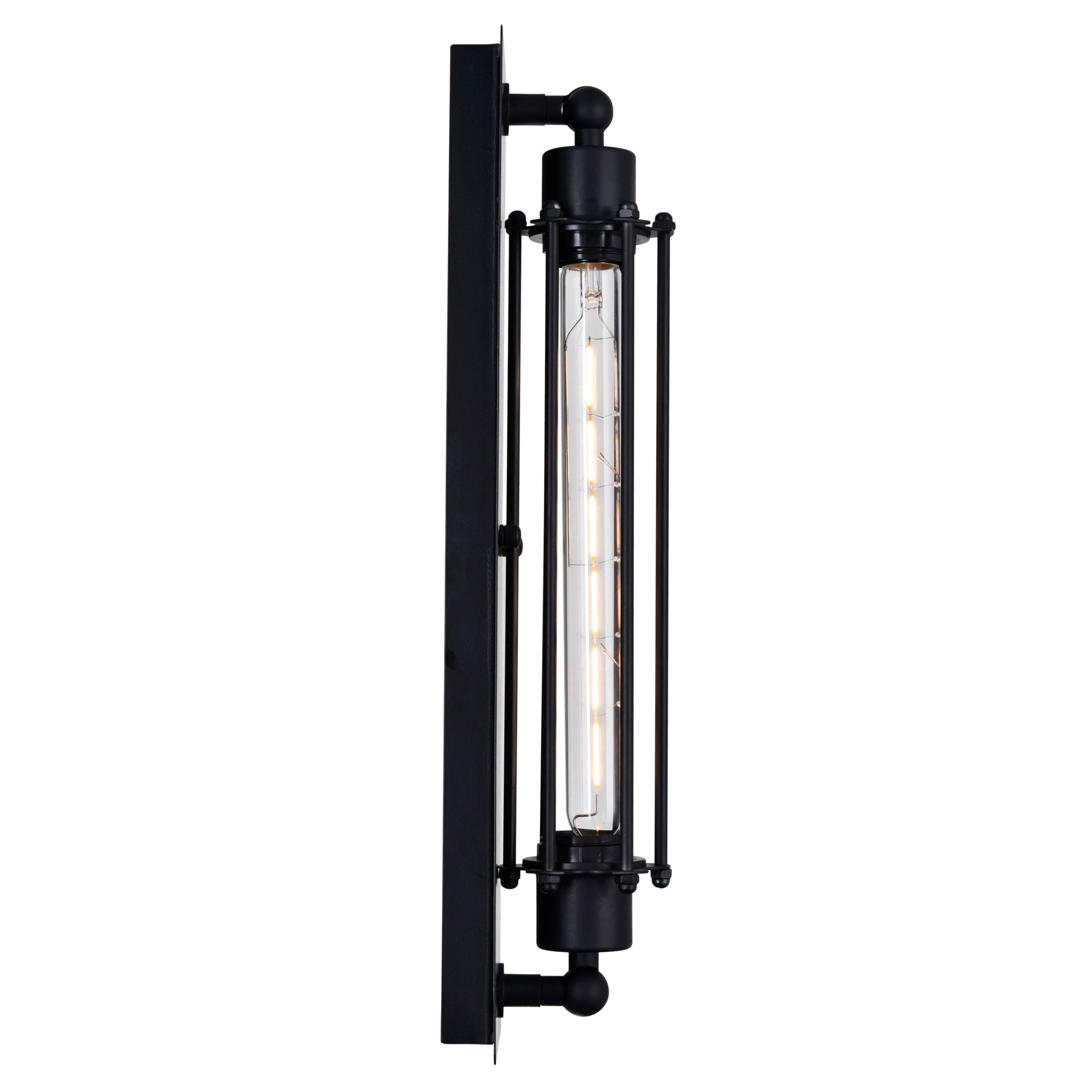 Image 4 Kiera 1 Light 4in Black Wall Sconce more views