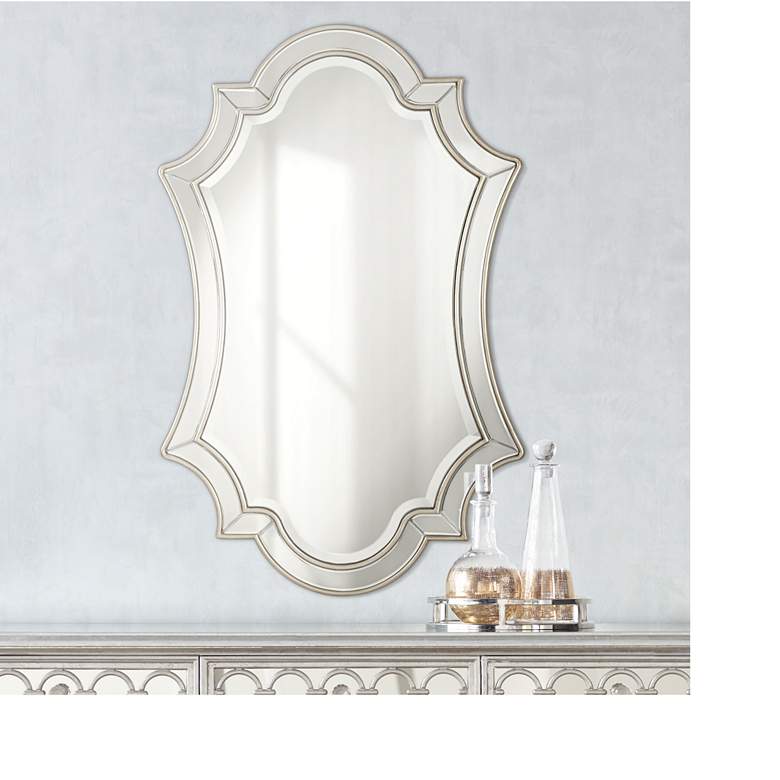 Image 1 Kiera Silver Leaf 25 inch x 39 inch Double Arch Panel Mirror