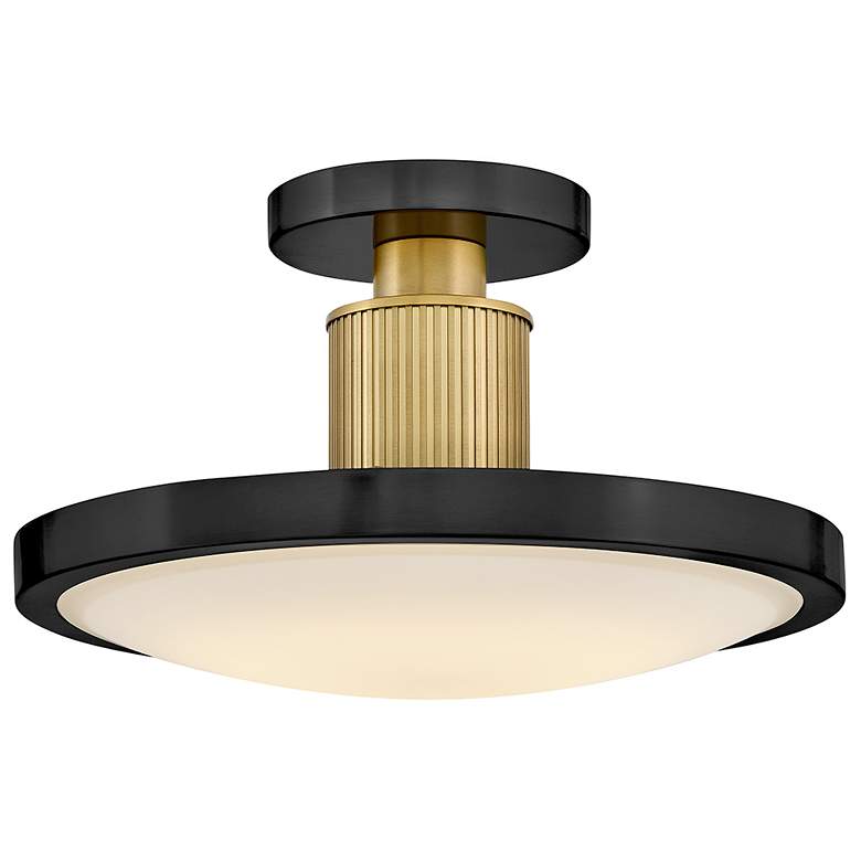 Image 1 Kieran 14 1/4"W Black and Lacquered Brass LED Ceiling Light