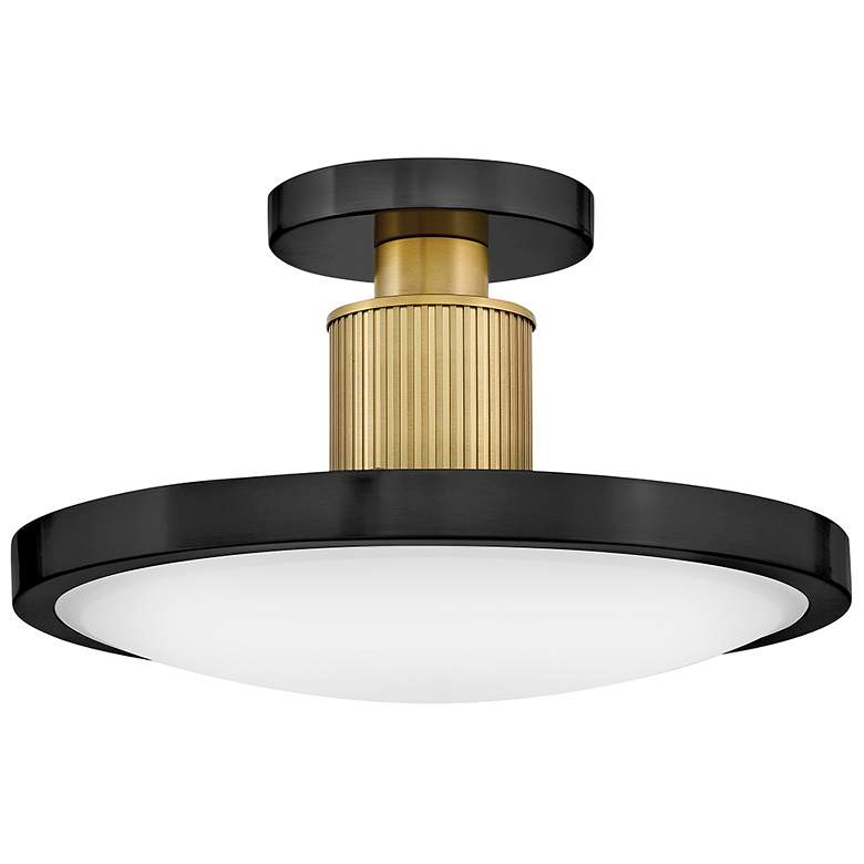 Image 2 Kieran 14 1/4"W Black and Lacquered Brass LED Ceiling Light more views