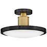2_Kieran 14 1/4"W Black and Lacquered Brass LED Ceiling Light more views