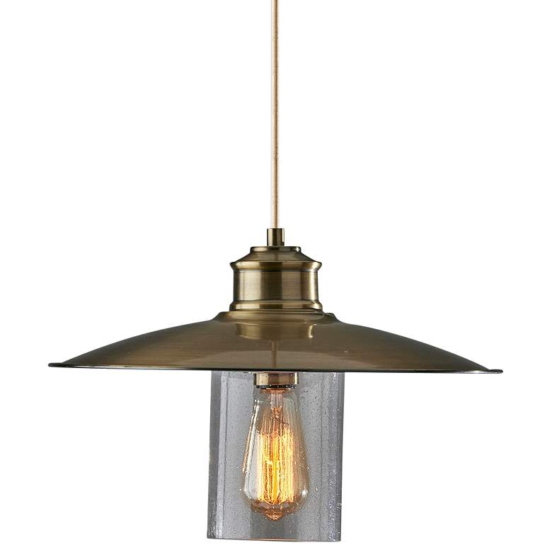 Image 1 Kieran 15" Wide Antique Brass Metal Pendant Light