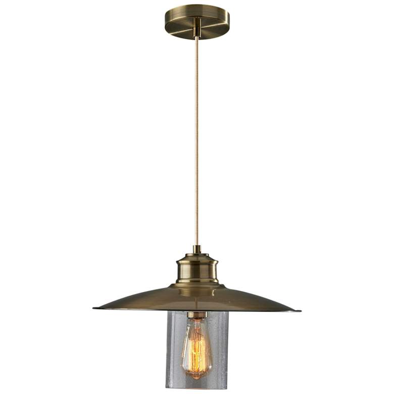 Image 5 Kieran 15" Wide Antique Brass Metal Pendant Light more views