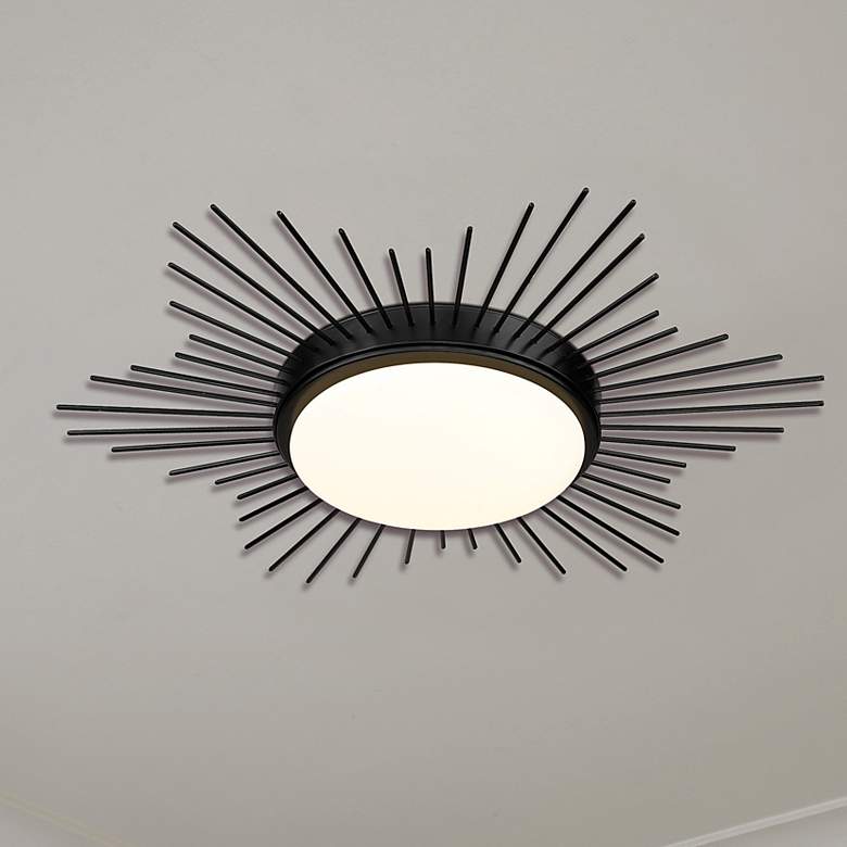 Image 2 Kieran 18 1/4" Wide Matte Black LED Sunburst Ceiling Light
