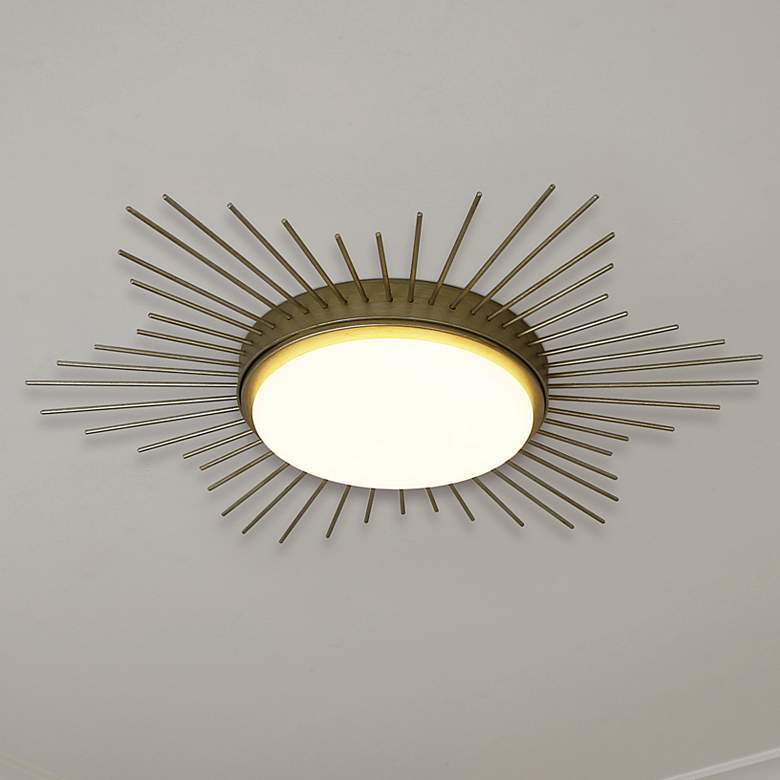 Image 2 Kieran 18 1/4 inch Wide White Gold LED Flush Mount With Opal Glass