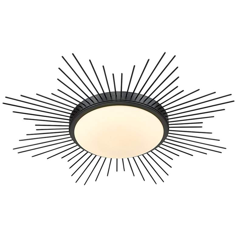 Image 2 Kieran 24" Wide Matte Black Sunburst LED Ceiling Light