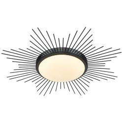 Kieran 24&quot; Wide Matte Black Sunburst LED Ceiling Light