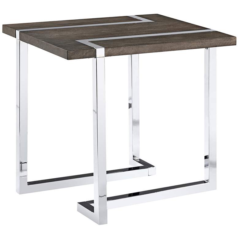 Image 1 Kieran 26 inch Wide Charcoal Wood and Chrome Modern End Table