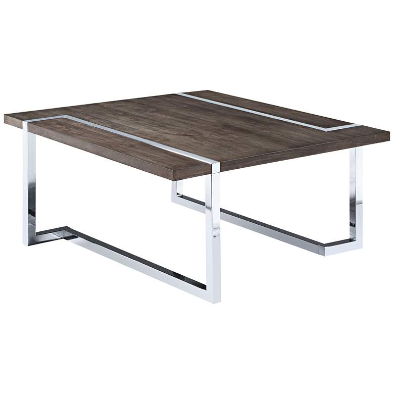 Image 1 Kieran 36 inch Wide Charcoal Wood - Chrome Modern Cocktail Table