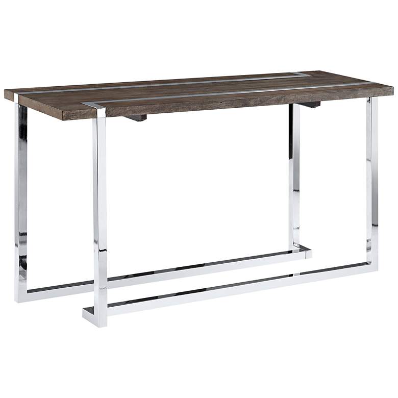 Image 1 Kieran 52 inch Wide Charcoal Wood - Chrome Modern Sofa Table
