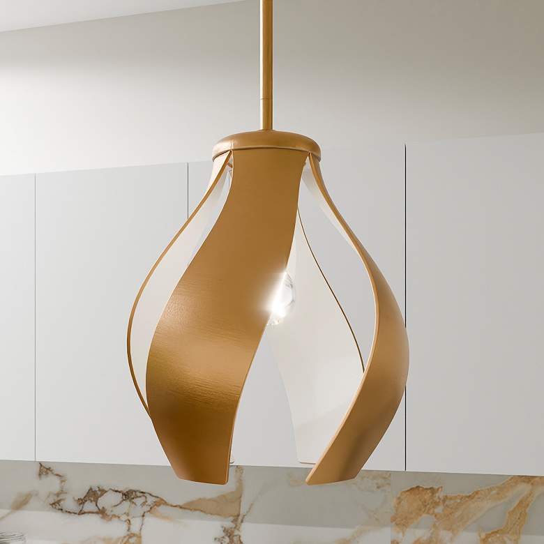 Image 1 Kiko 1-Light Brushed Weathered Brass Pendant Light
