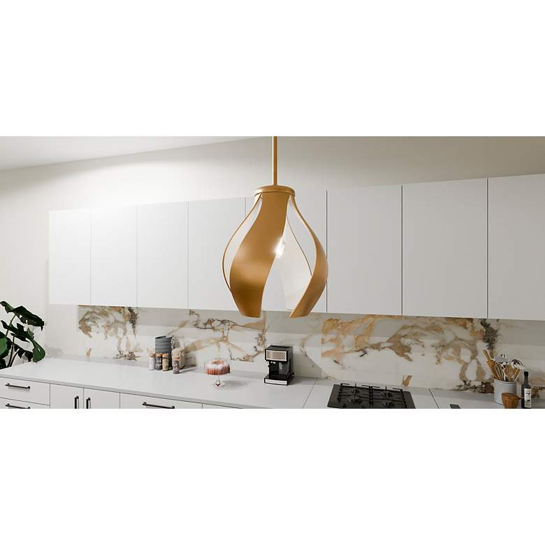 Image 7 Kiko 1-Light Brushed Weathered Brass Pendant Light more views