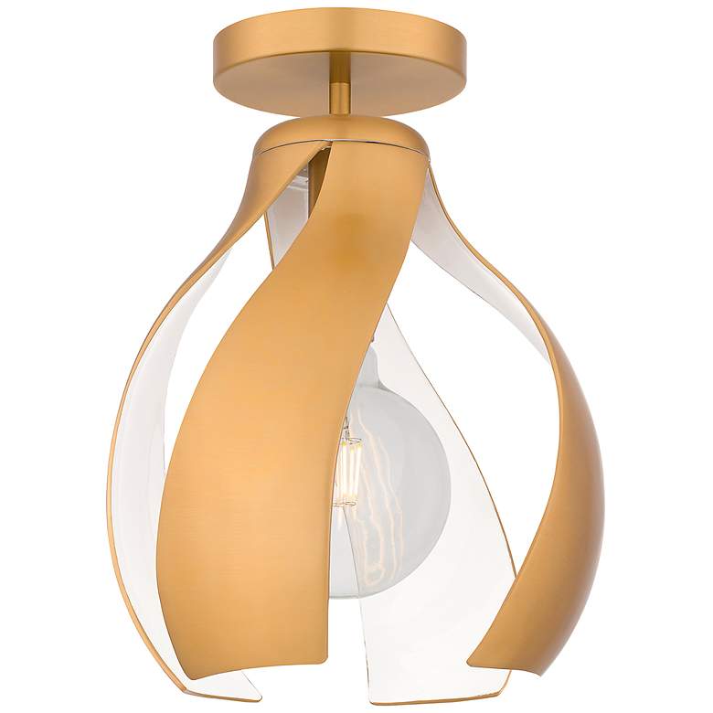 Image 2 Kiko 1-Light Brushed Weathered Brass Semi-Flush Mount